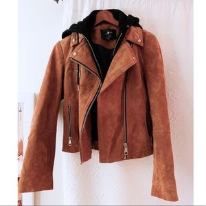 7 For All Mankind Suede Leather Moto Jacket